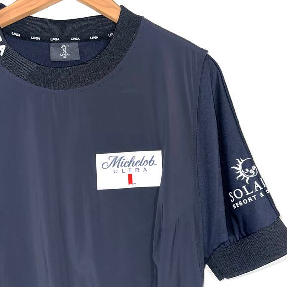 LPGA Black Sponsored Golf Short Sleeve Layered Top Size Medium - Picture 3 of 16